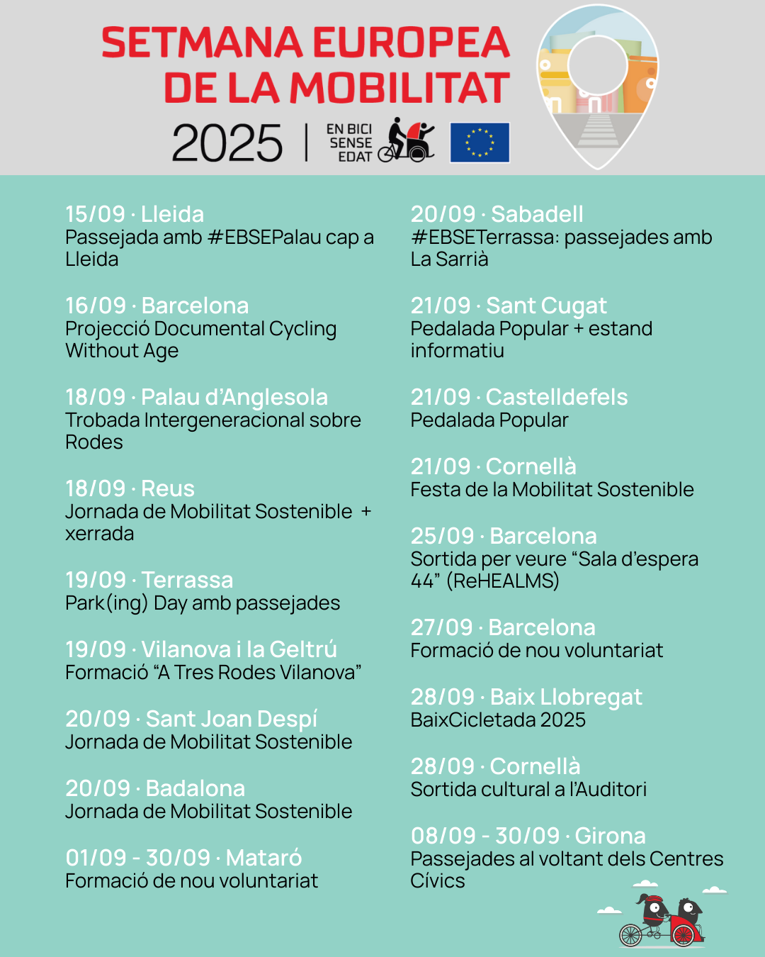 En Bici Sense Edat se suma a la Setmana Europea de la Mobilitat (SEM) 2025 amb activitats inclusives arreu de Catalunya